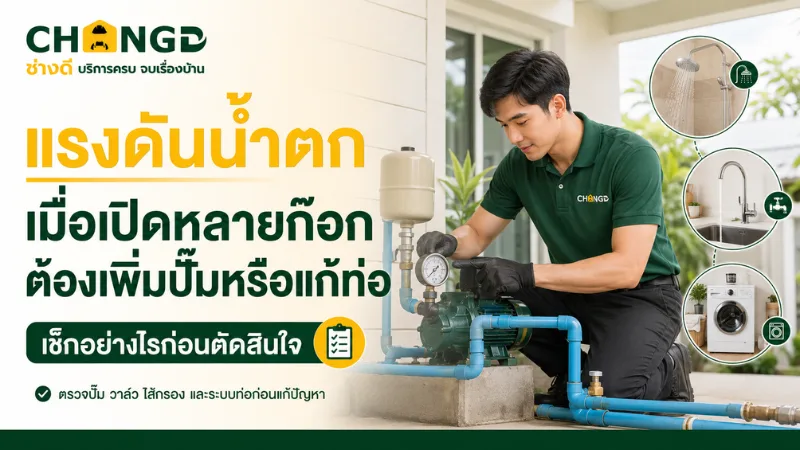 แรงดันน้ำตกเมื่อเปิดหลายก๊อก ต้องเพิ่มปั๊มหรือแก้ท่อ เช็กอย่างไรก่อนตัดสินใจ